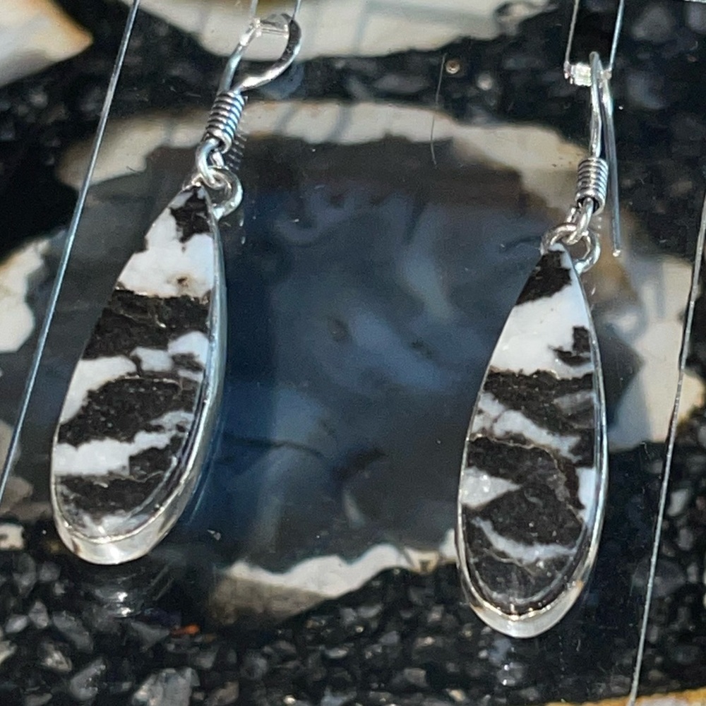 White Buffalo Turquoise Earrings 1 7/8” - Picture 6 of 14